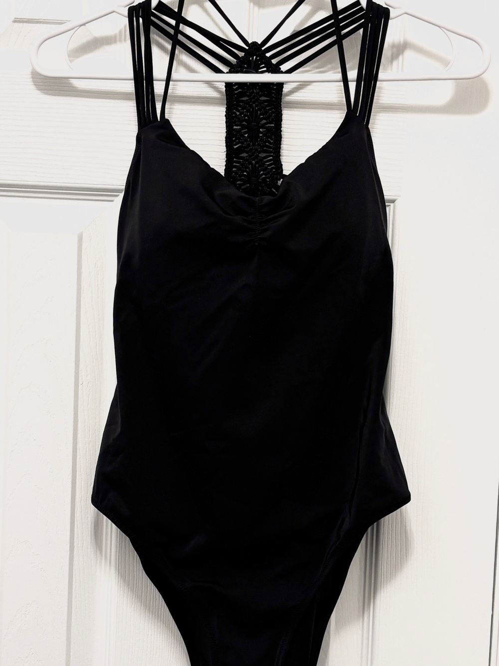 Victoria's Secret Black One-Piece with Strappy Macramé Back